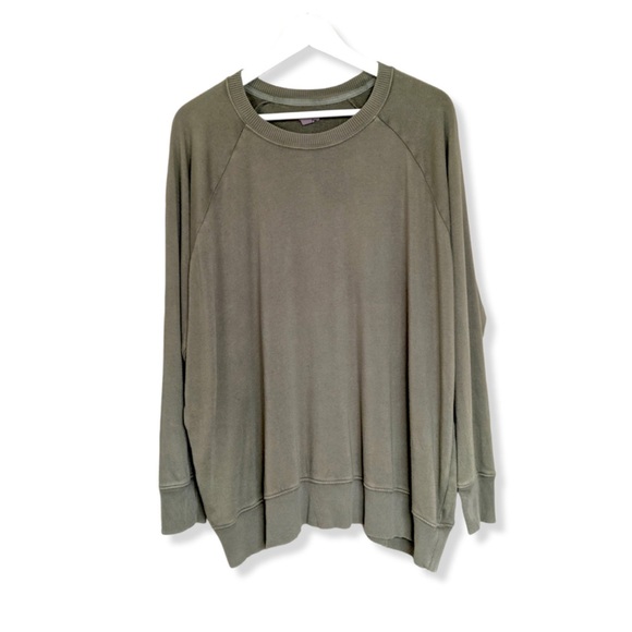 aerie Tops - Aerie Green Oversized Slouchy Modal Blend Pullover Crewneck Sweatshirt Size M